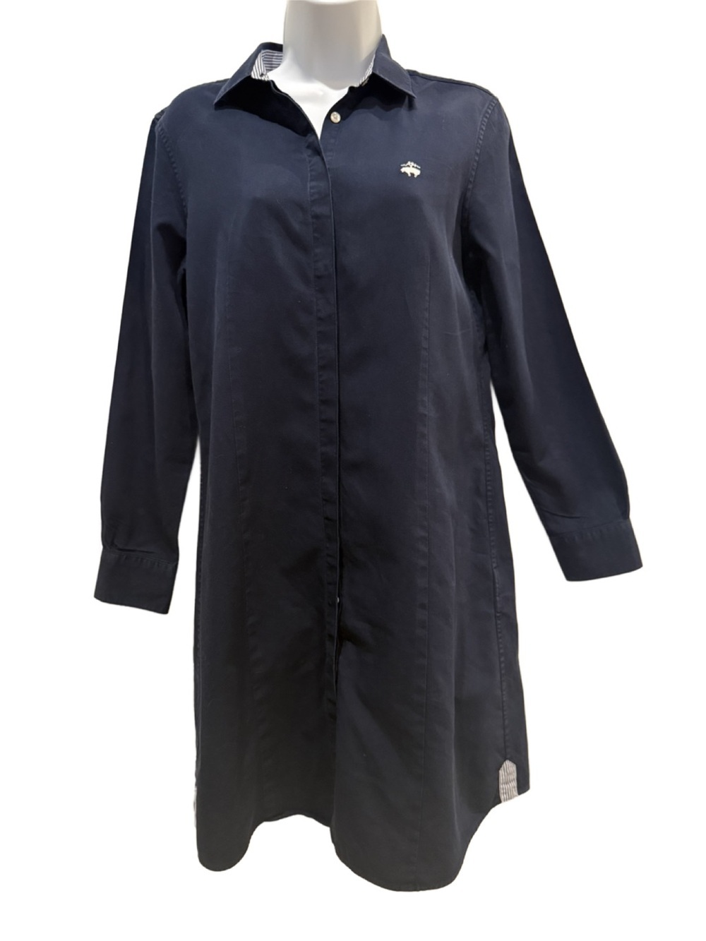 Brooks Brothers Navy Long-Sleeve Shirt Dress. Size 6